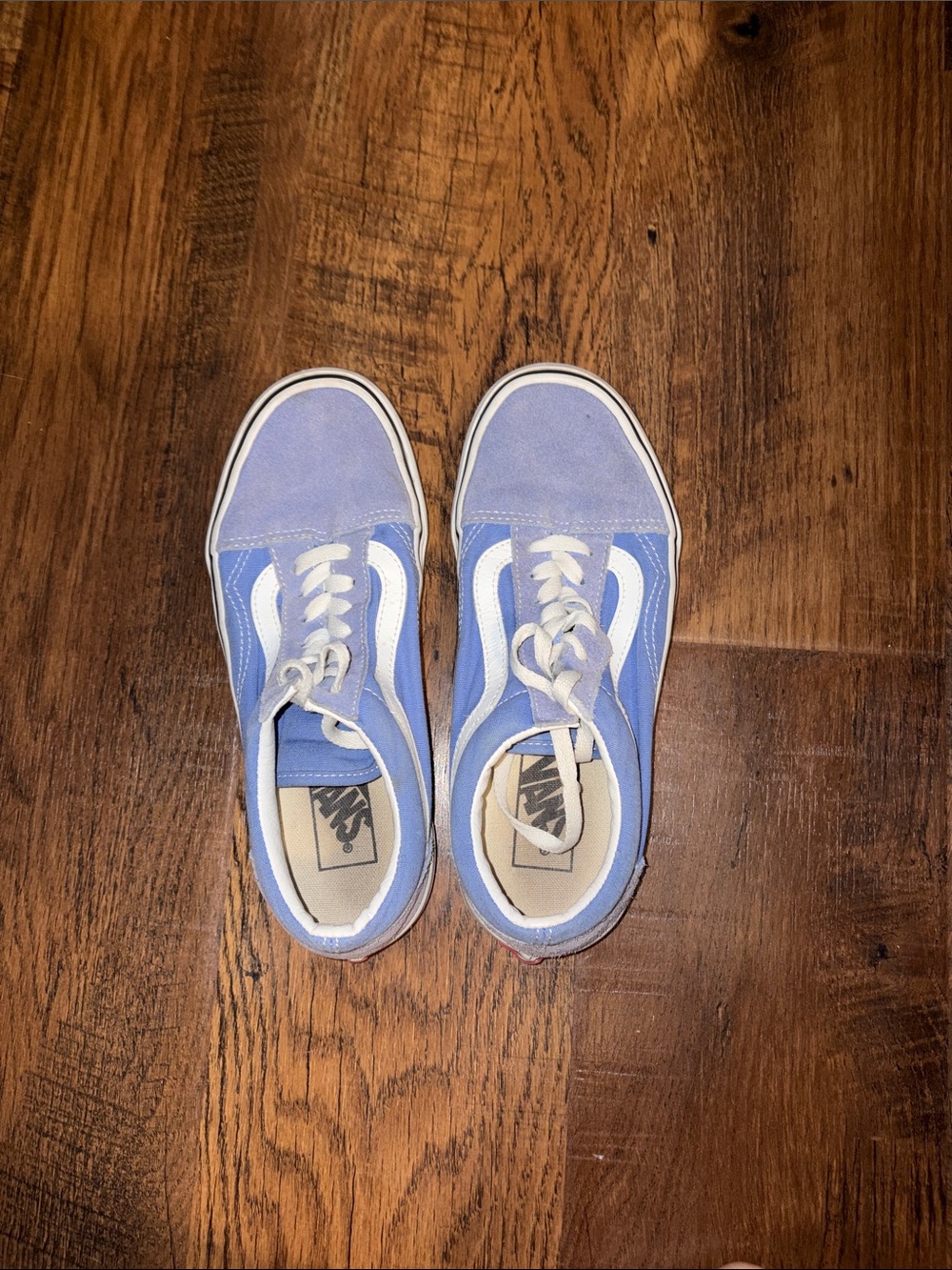 Vans Woman’s Old Skool Sneakers in Light Blue and White